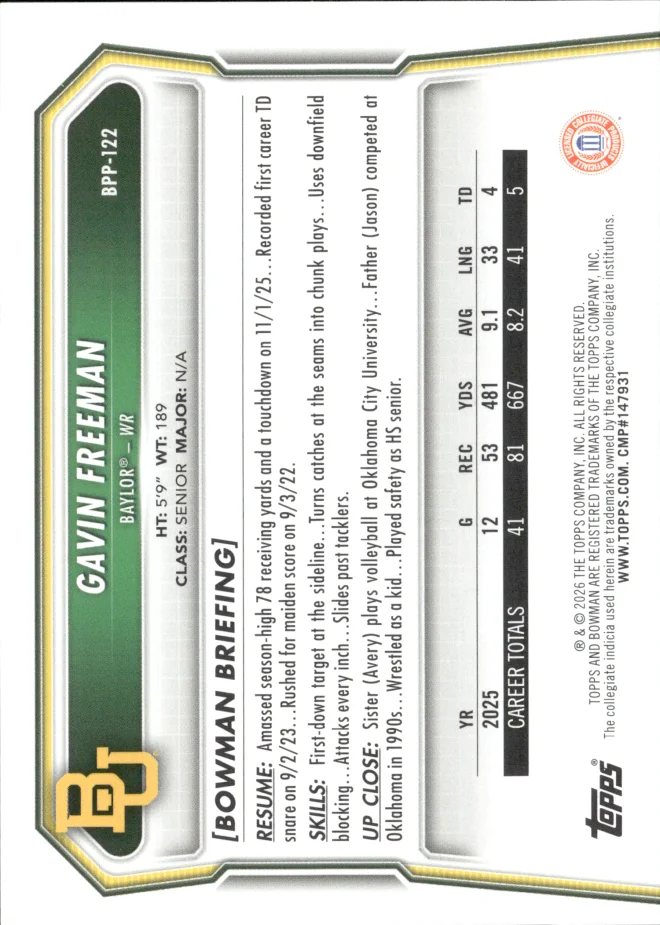 Gavin Freeman card back