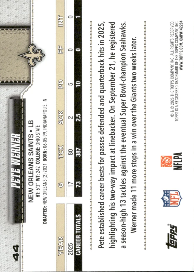 Pete Werner card back