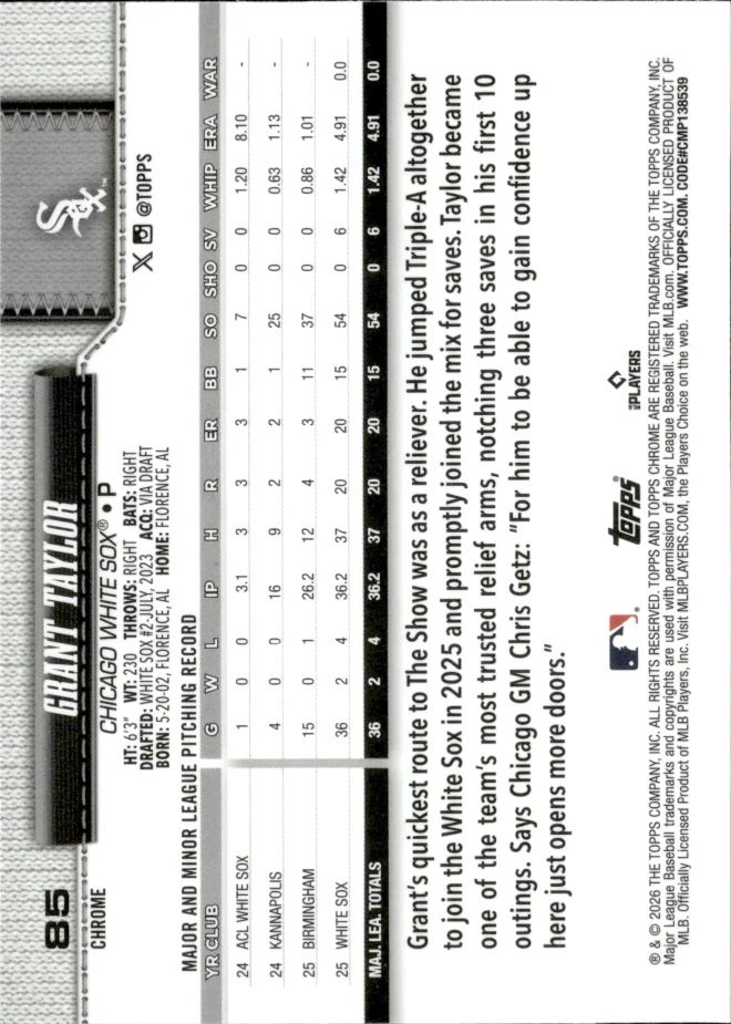 Grant Taylor card back