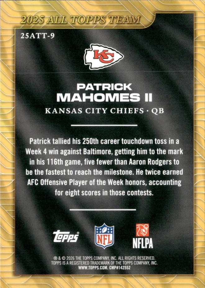 Patrick Mahomes II card back