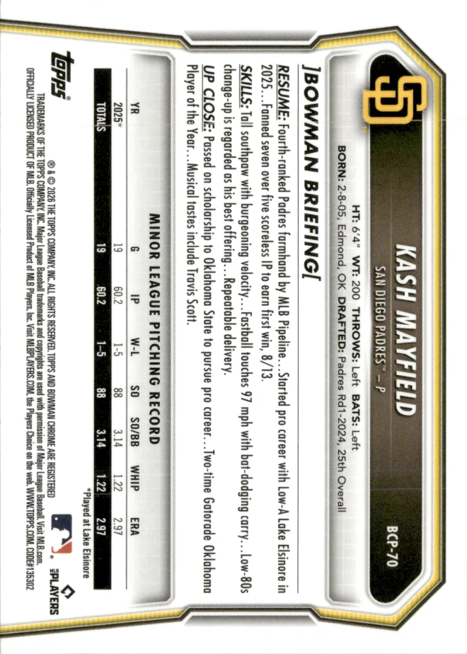 Kash Mayfield card back