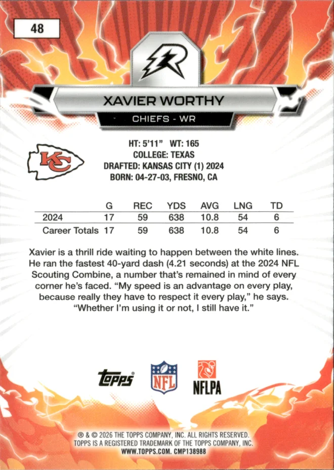 Xavier Worthy card back