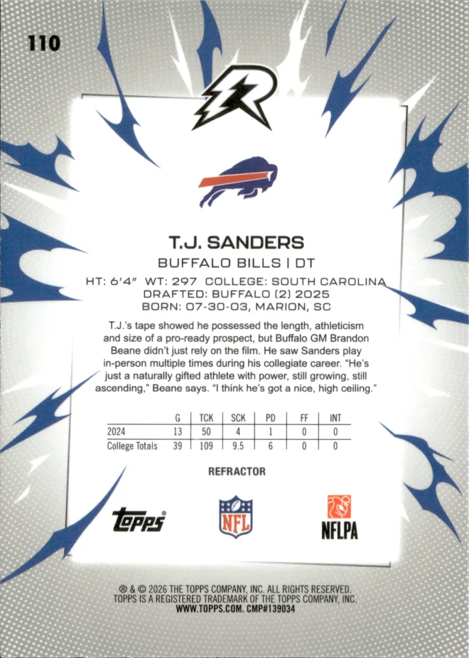 T.J. Sanders card back