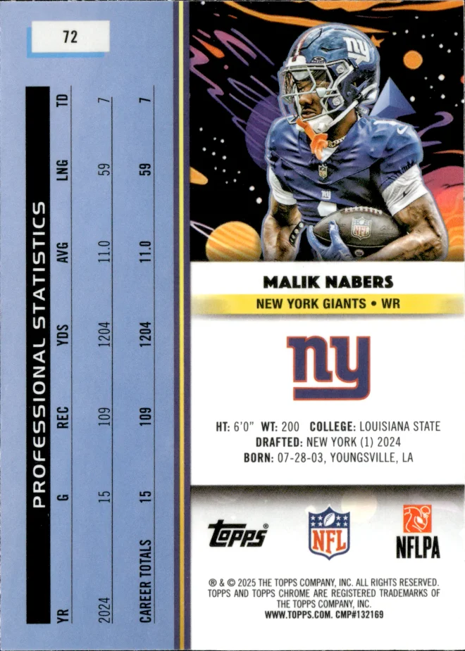 Malik Nabers card back