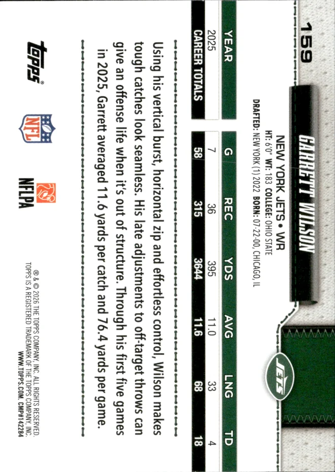 Garrett Wilson card back