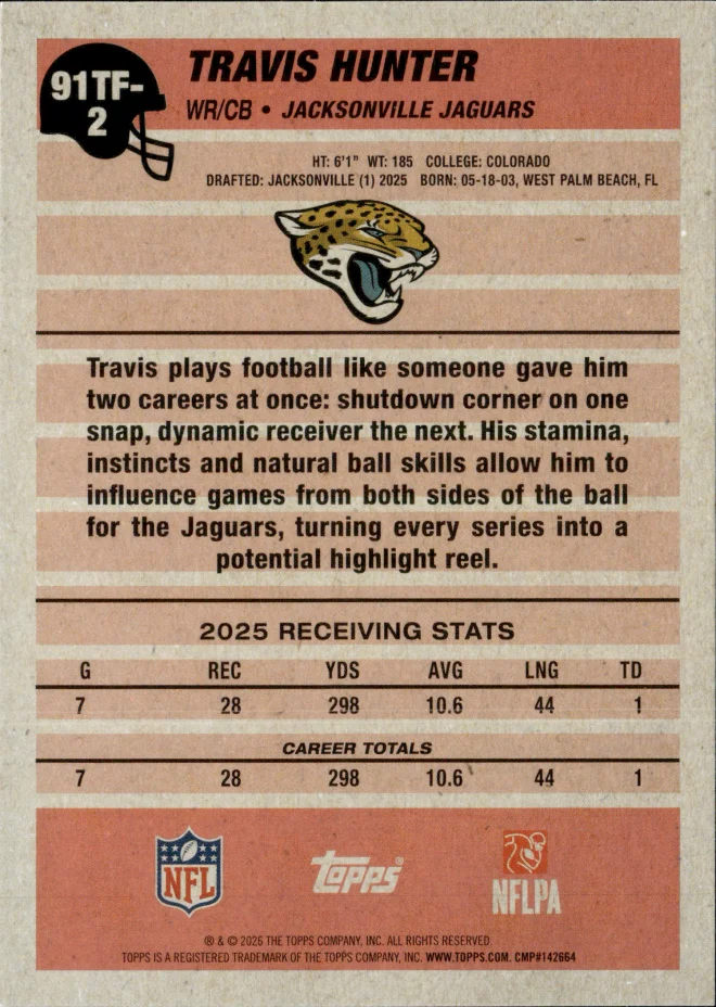 Travis Hunter card back