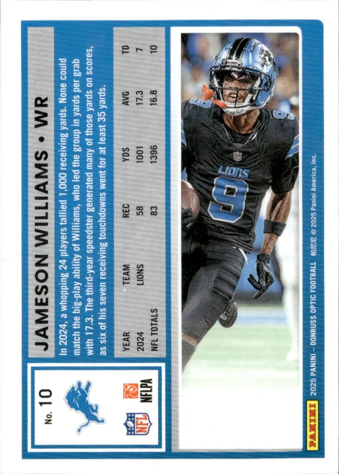 Jameson Williams card back