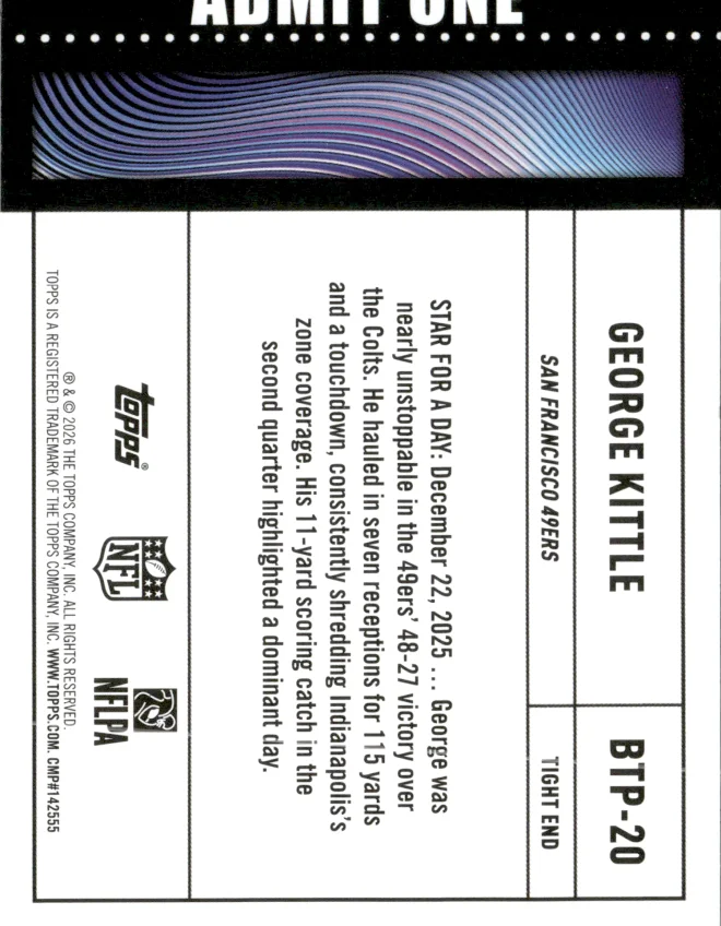 George Kittle card back