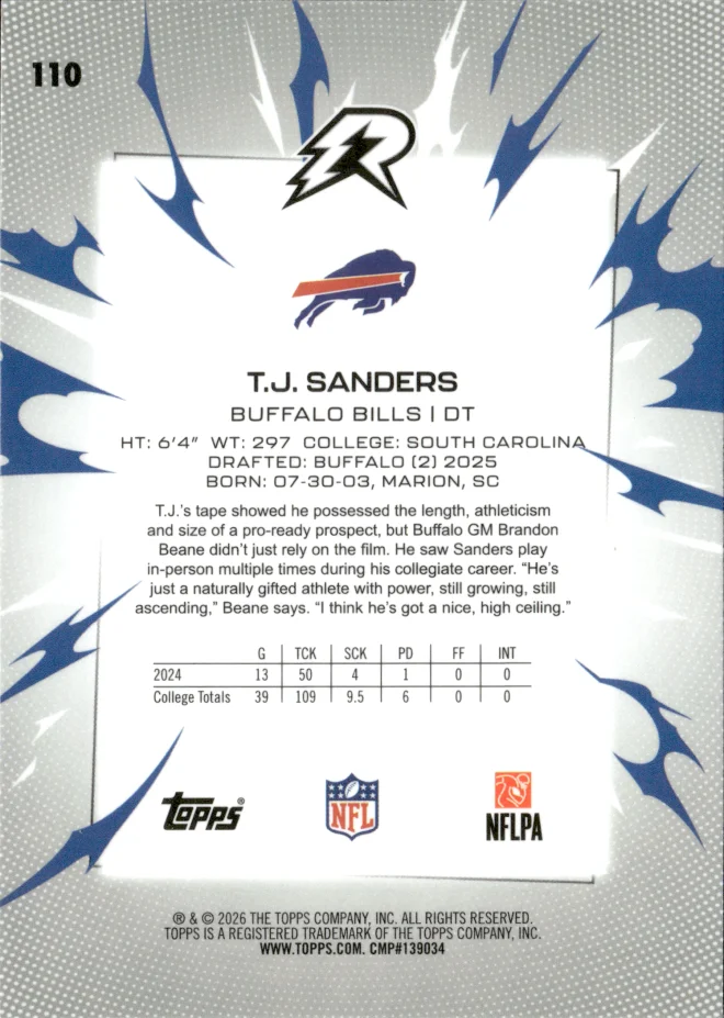 T.J. Sanders card back