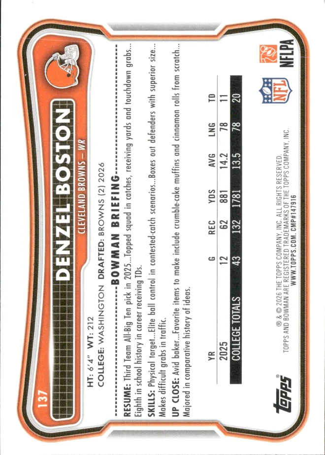 Denzel Boston card back