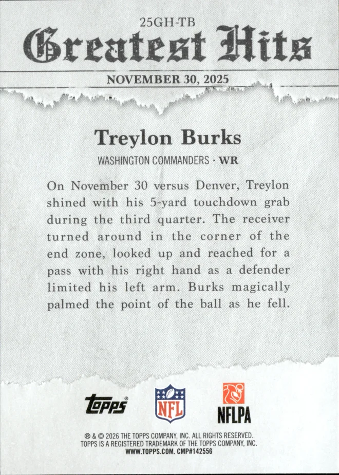 Treylon Burks card back