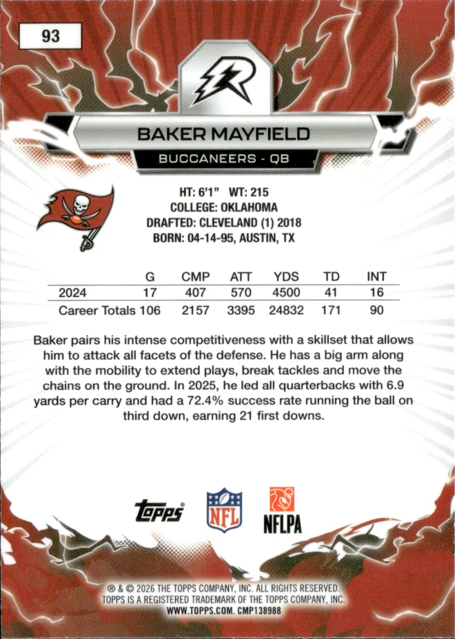 Baker Mayfield card back