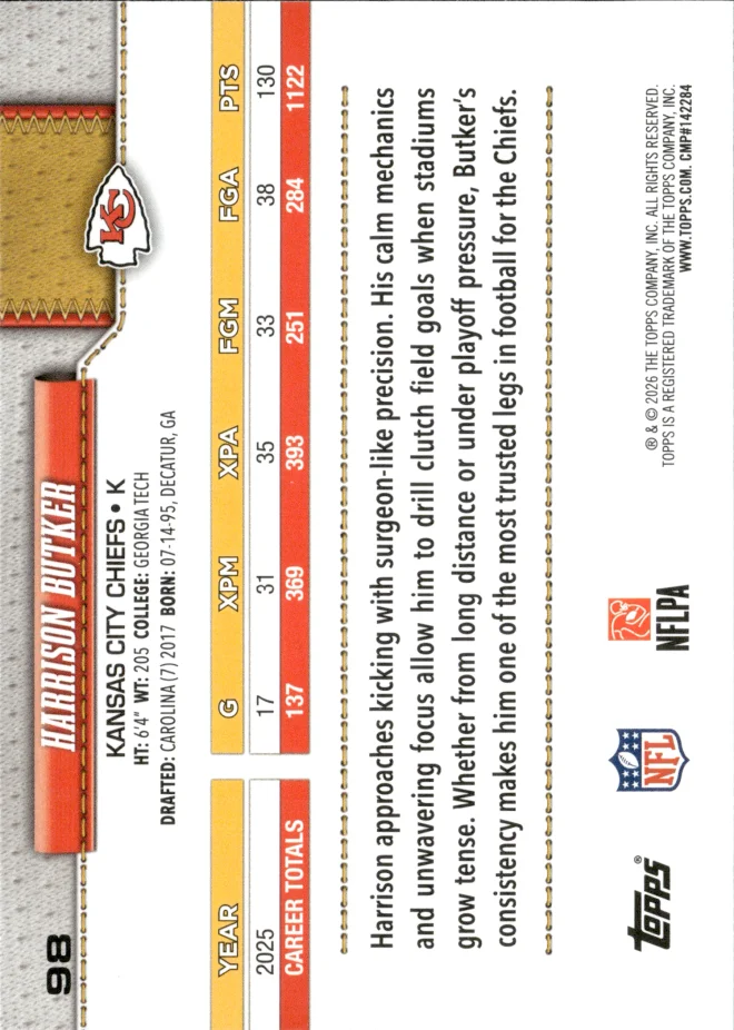 Harrison Butker card back