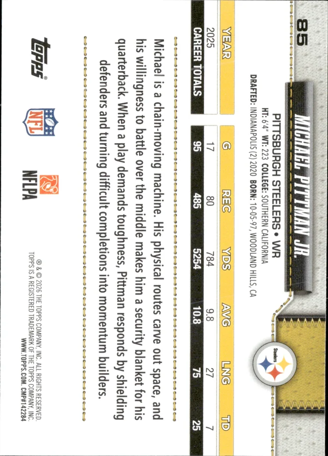 Michael Pittman Jr. card back