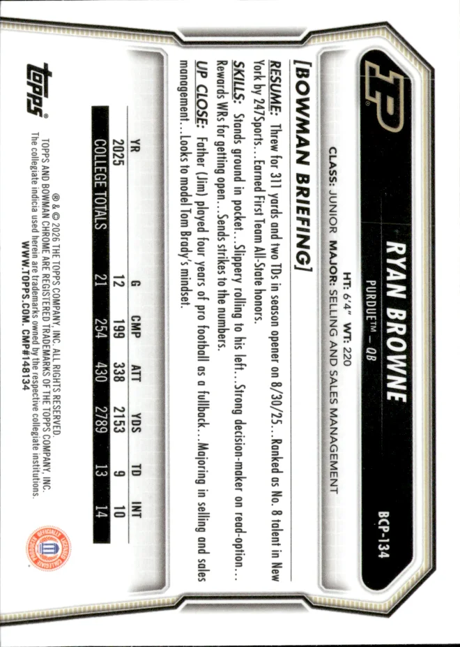 Ryan Browne card back