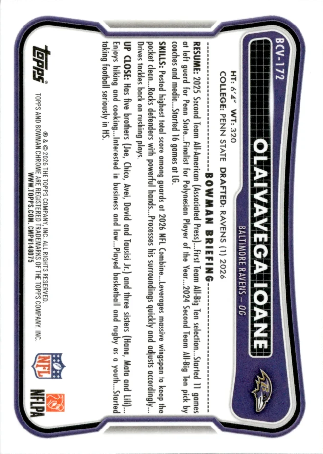 Olaivavega Ioane card back