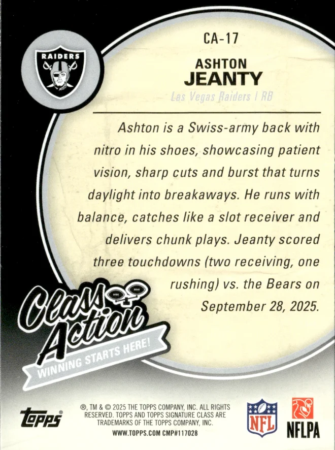 Ashton Jeanty card back