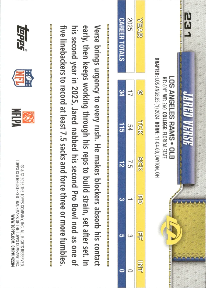 Jared Verse card back