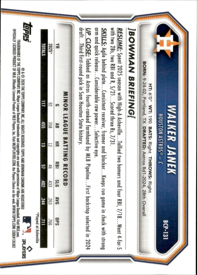 Walker Janek card back