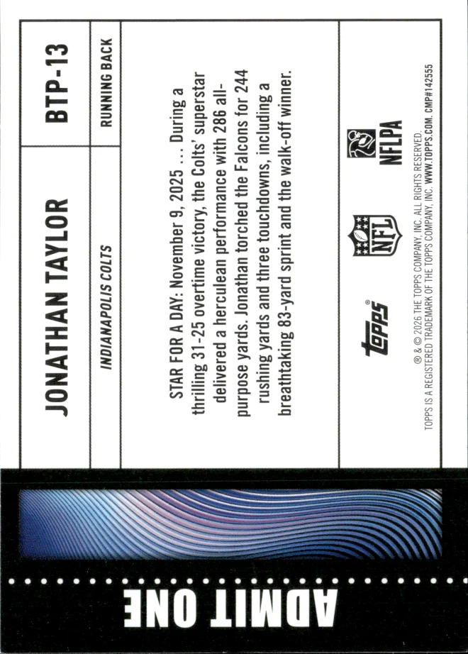 Jonathan Taylor card back