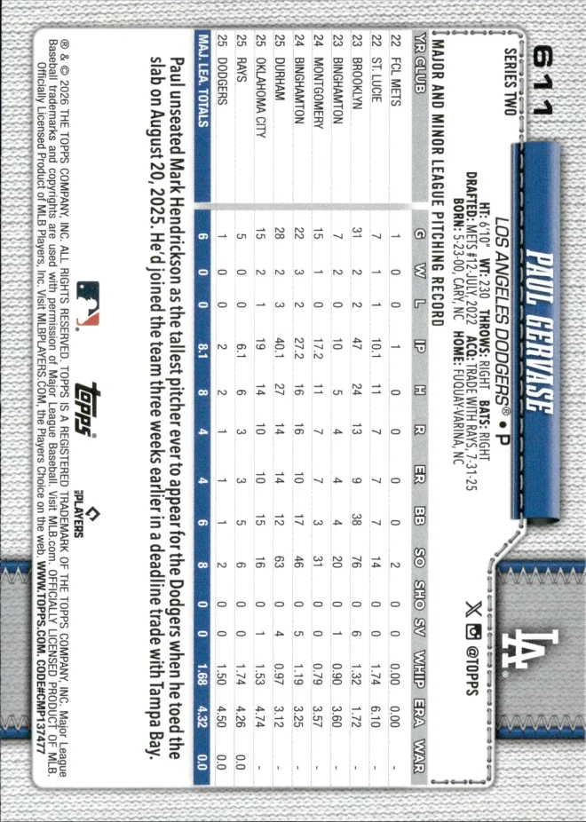 Paul Gervase card back