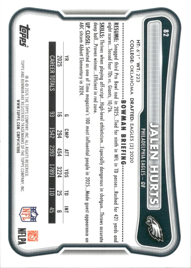 Jalen Hurts card back