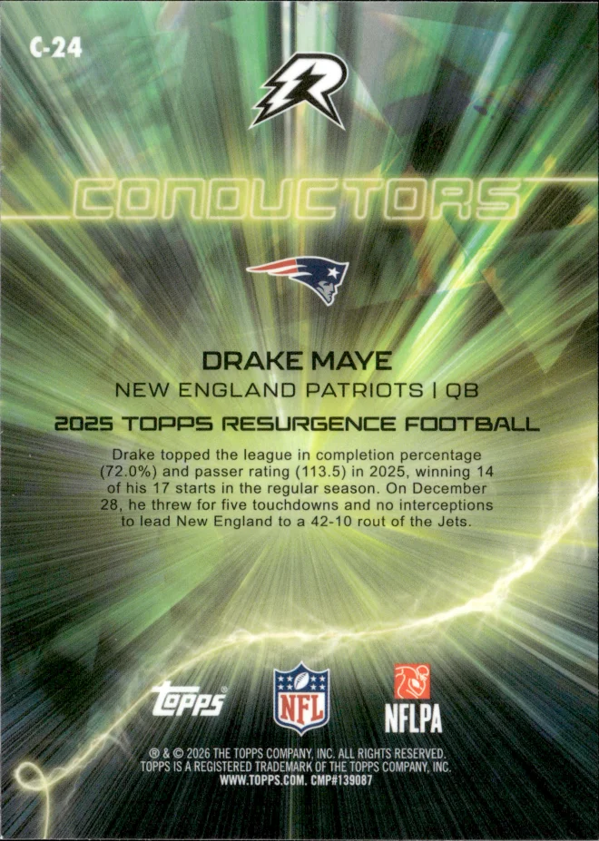 Drake Maye card back