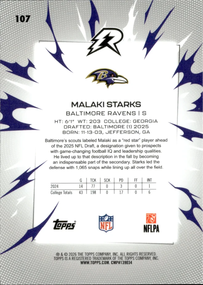 Malaki Starks card back