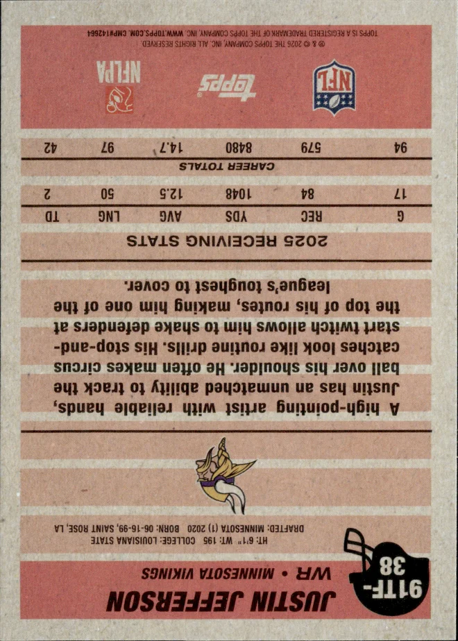 Justin Jefferson card back