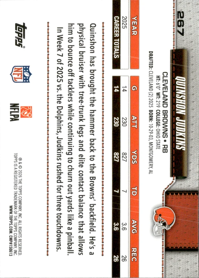 Quinshon Judkins card back