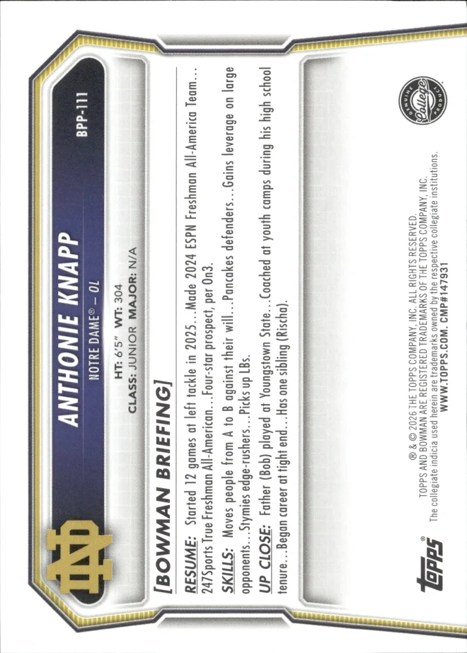 Anthonie Knapp card back