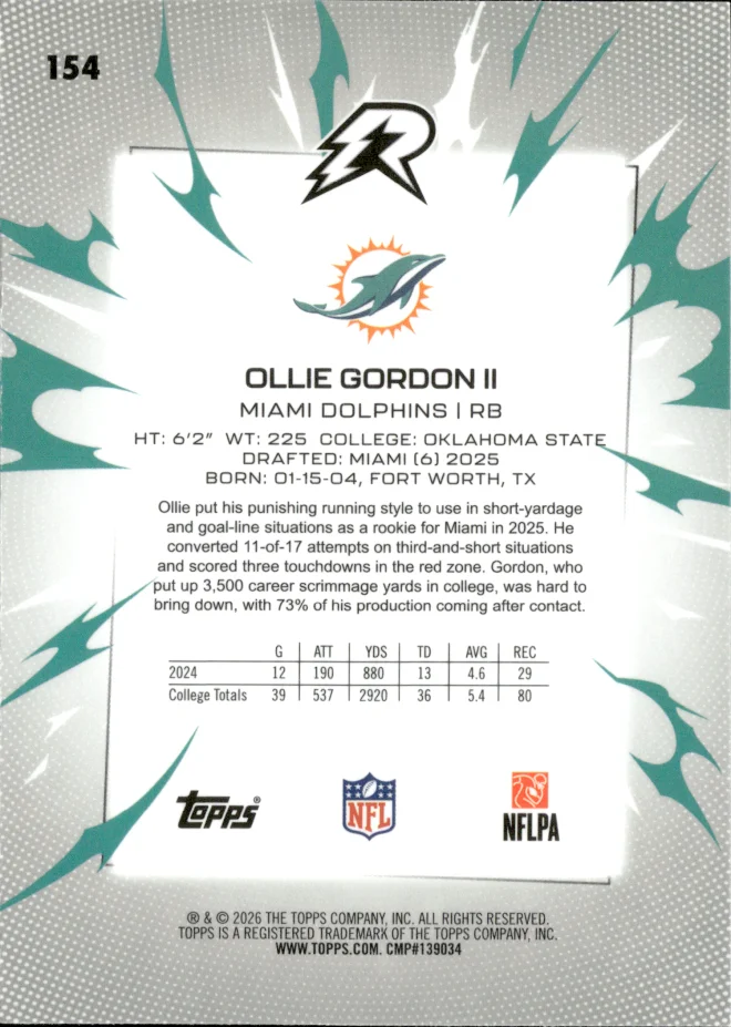Ollie Gordon II card back
