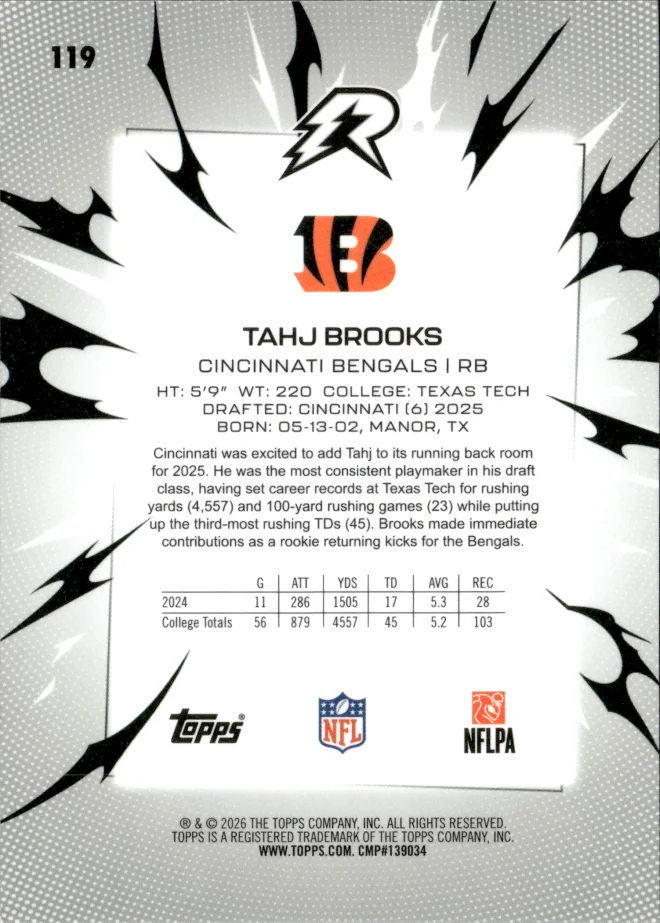 Tahj Brooks card back