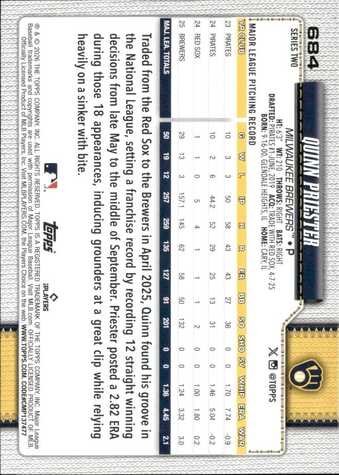 Quinn Priester card back