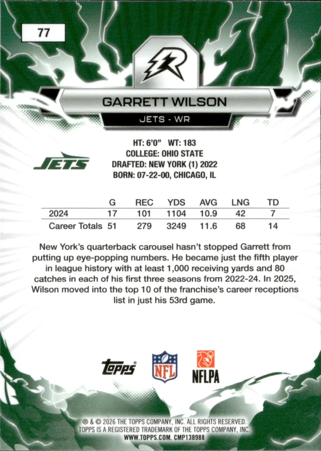 Garrett Wilson card back