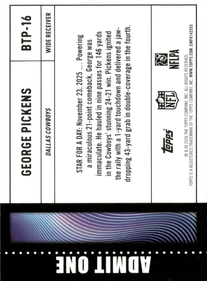 George Pickens card back