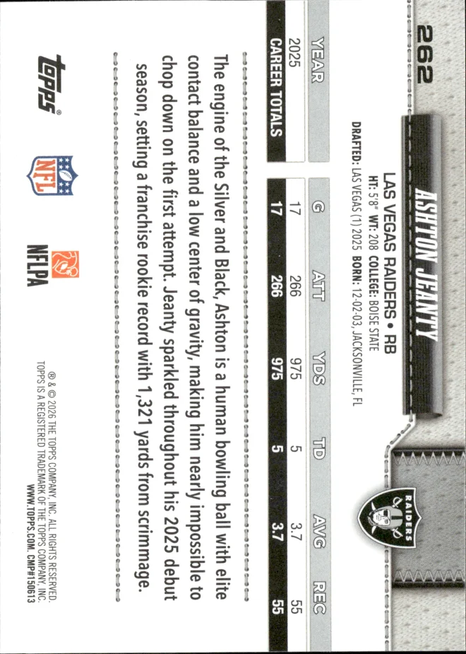 Ashton Jeanty card back