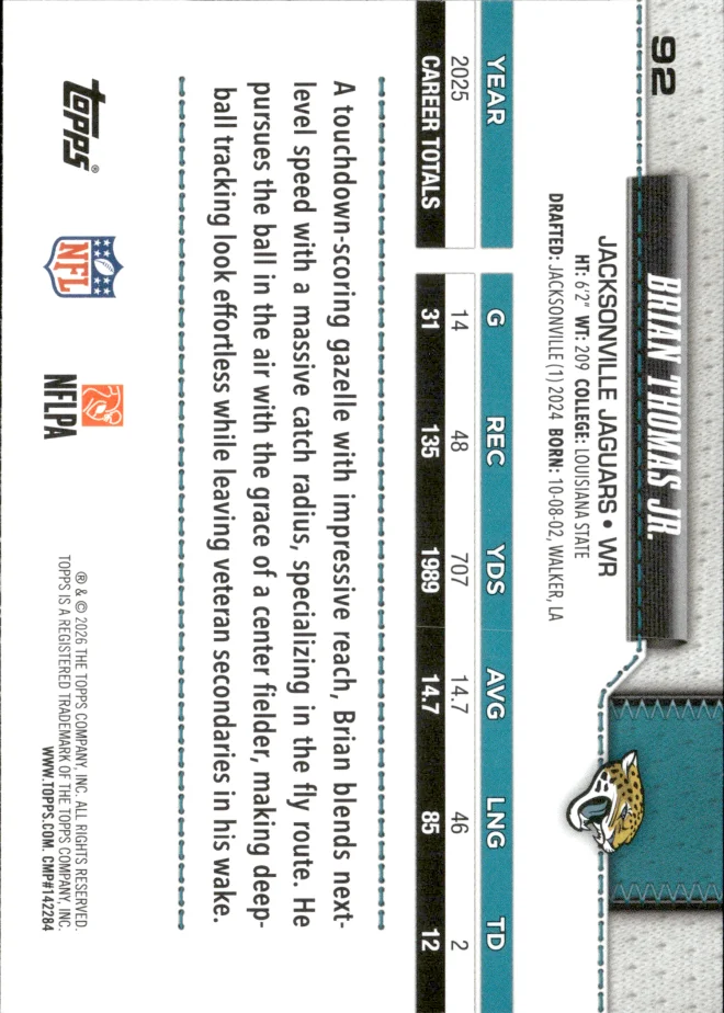 Brian Thomas Jr. card back