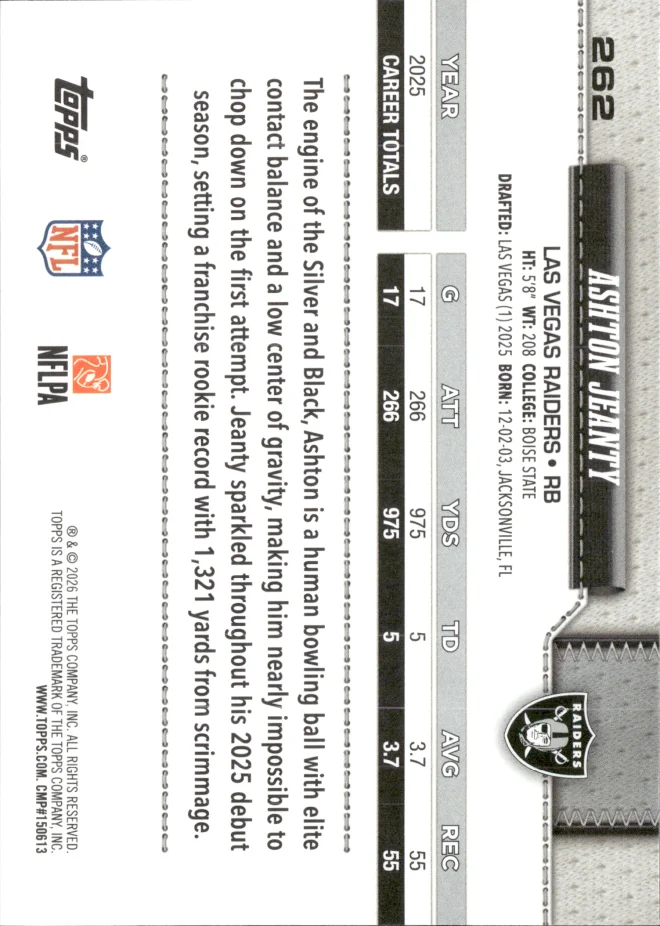 Ashton Jeanty card back