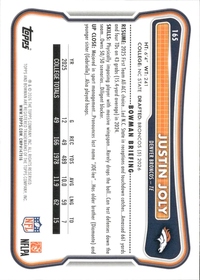 Justin Joly card back