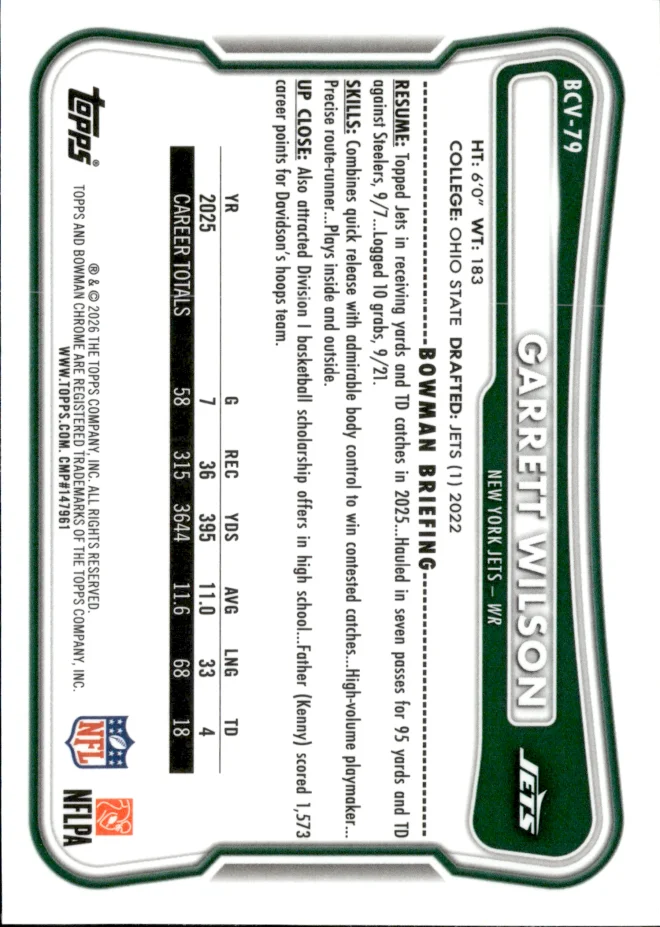 Garrett Wilson card back