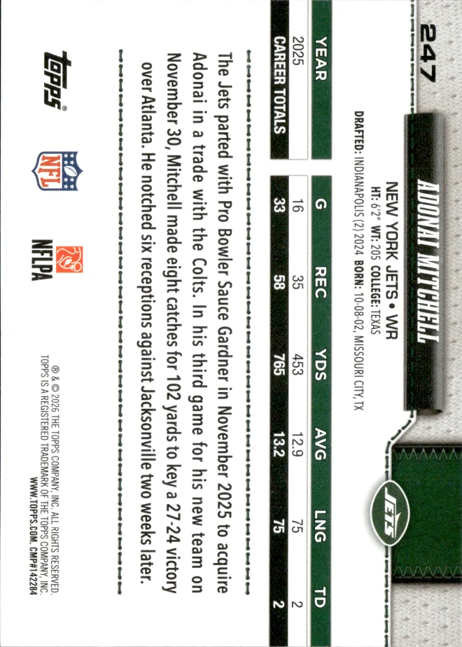 Adonai Mitchell card back