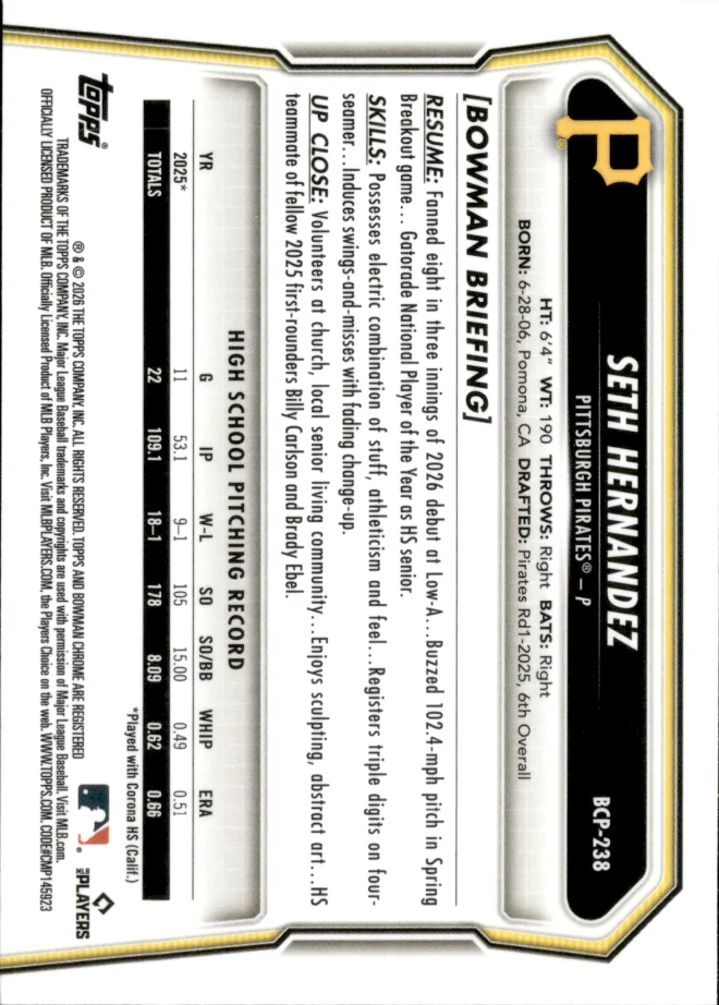 Seth Hernandez card back