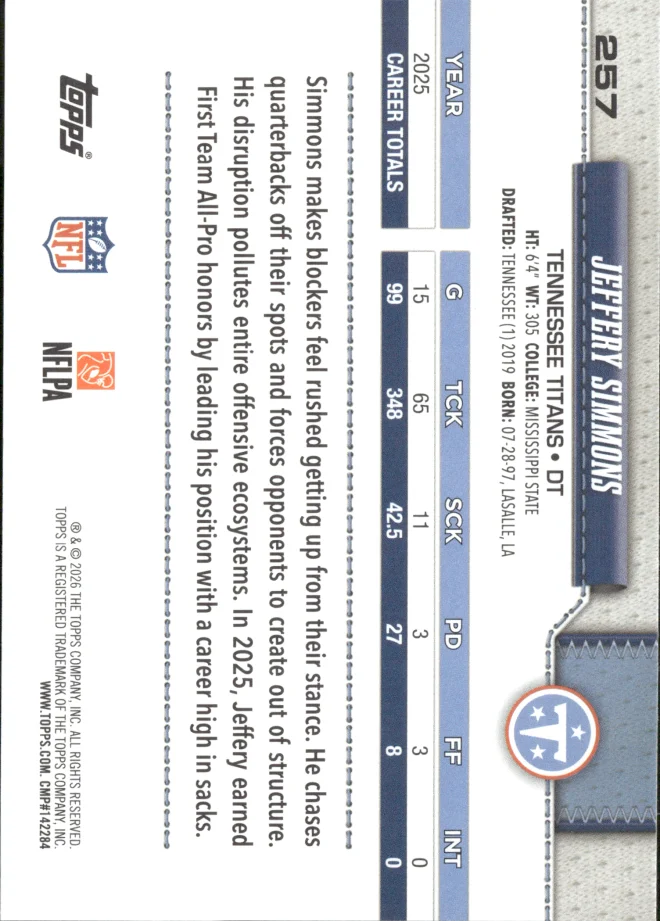 Jeffery Simmons card back