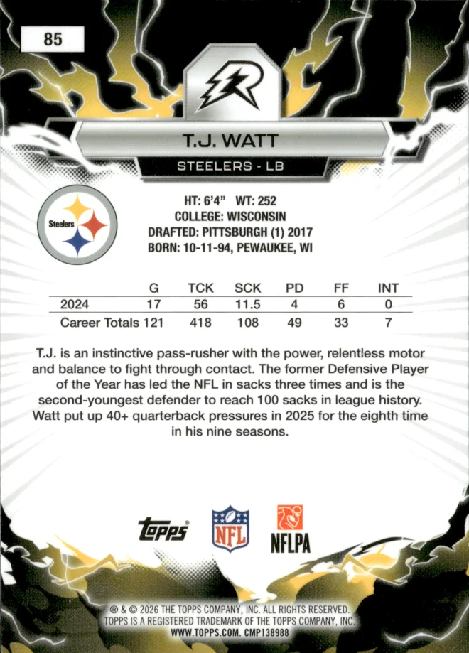 T.J. Watt card back