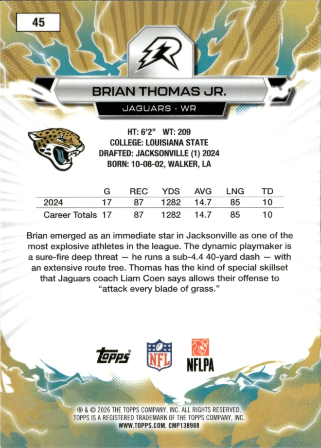 Brian Thomas Jr. card back