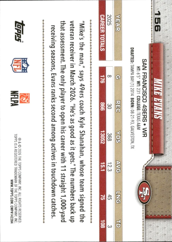 Mike Evans card back