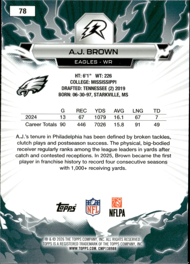 A.J. Brown card back