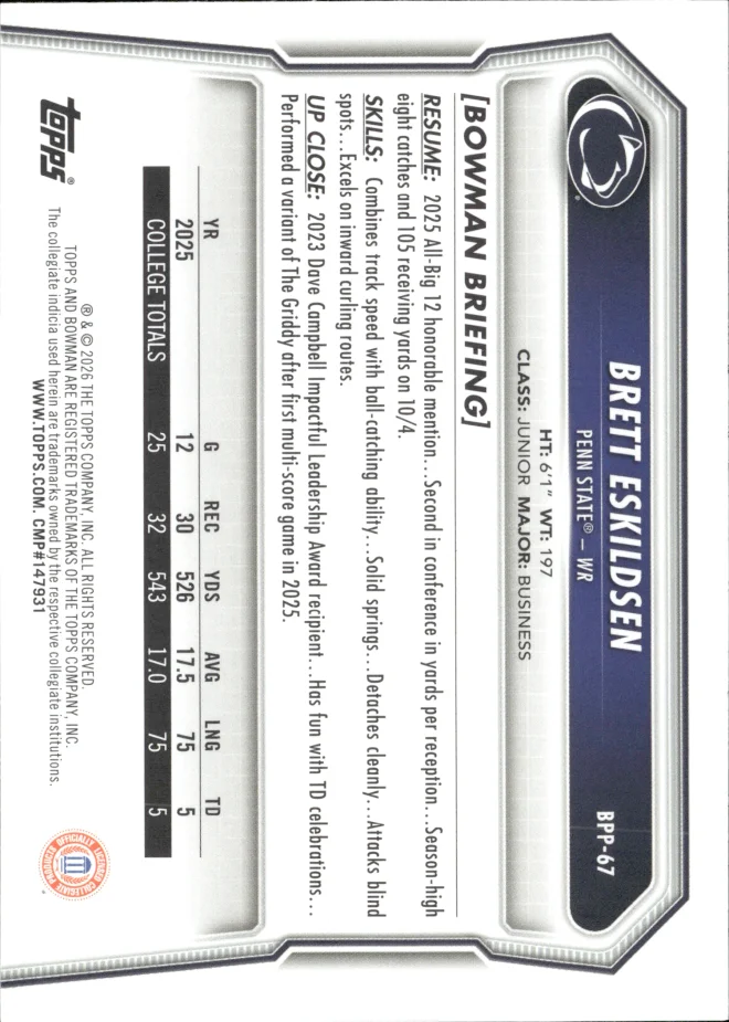 Brett Eskildsen card back