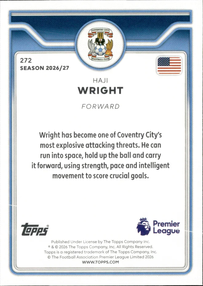 Haji Wright card back